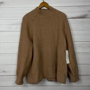 Calvin Klein Ribbed Knit Mock Neck‎ Sweater Tan Size XL NWT